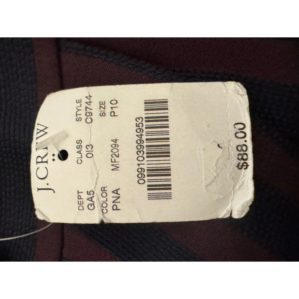 J.Crew Factory The Pencil Skirt Navy Burgundy Striped Petite 10P C9744 NEW